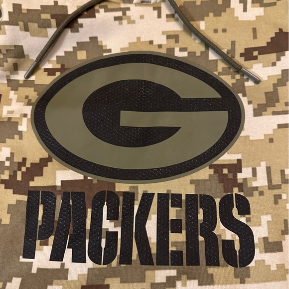 NIKE DRI FIT NFL ON FIELD GREEN BAY PACKERS SALUTE TO SERVICE CAMO HOODIE MEDIUM - Picture 7 of 16